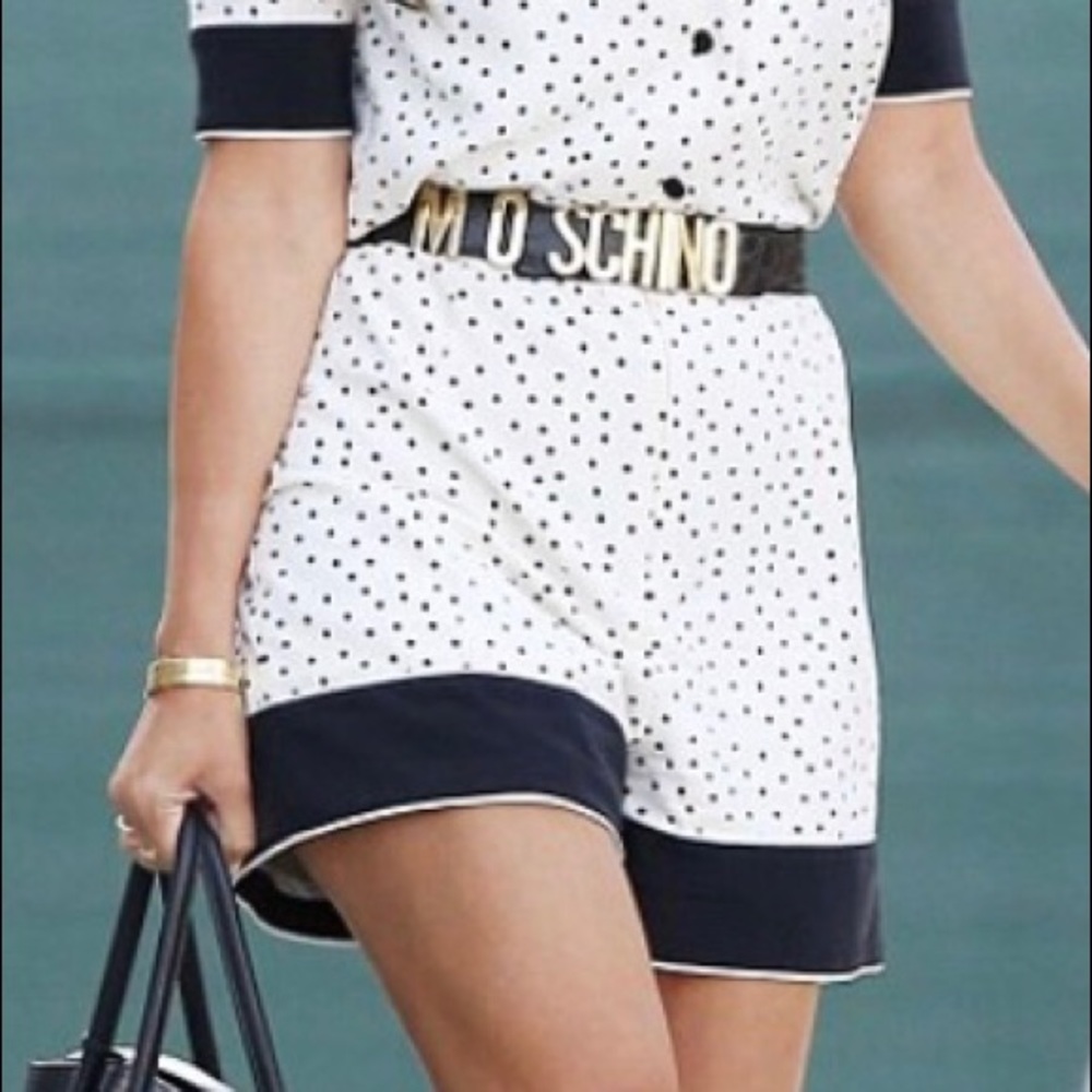 Moschino Black/White/Silver Belt size 42 $248